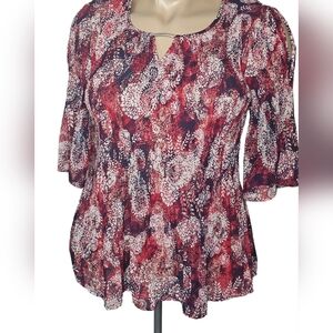 Catherine's Multi-Color Floral 3/4  Sleeve Top, Women' Plus Size 1XWP